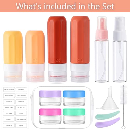 16 Pack Travel Bottles for Toiletries (16PCS/Brown)