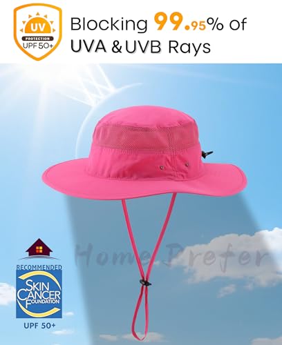 Women's Sun Hat UPF50+ Wide Brim Bucket Hats Mesh Sun Protection Caps for Fishing Camping Gardening Rose Red (One Size / Rose Red)