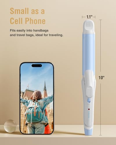 Travel Curling Iron Mini (Cornflower Blue - 390℉ for Fine/Damaged Hair Only)
