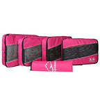 5 Set Packing Cubes for Travel Large Suitcase Luggage Organizer Bags Travel Accessories Vacation 4 Cubes 1 Laundry Pouch Bag (Rose)