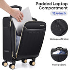 Softside Carry On Luggage 20 Inch Expandable Carry On Luggage 22x14x9 Airline Approved with Spinner Wheels & TSA Lock (Black)