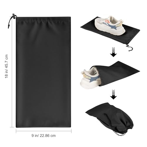 8 Pcs Single Shoe Bags for Travel with Drawstring (Black)
