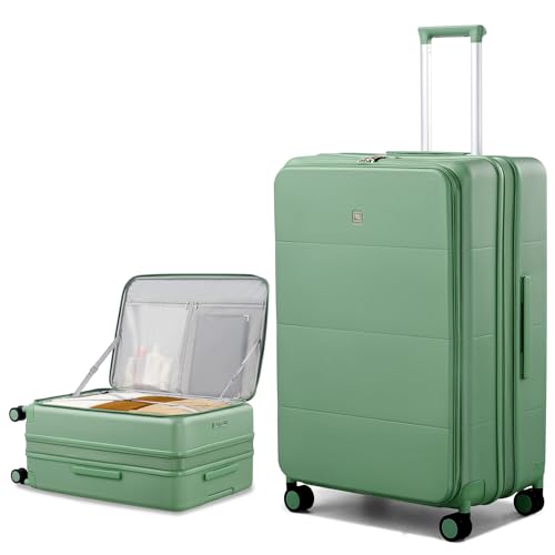 Expandable Large Checked Luggage (Forest Green / 28 Inch EXT)