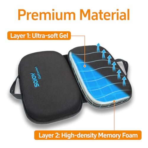 iGelComfort 3 in 1 Foldable Gel Seat Cushion Featured with Memory Foam (Black)