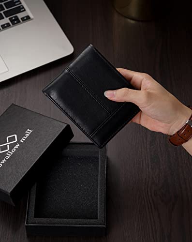Mens Wallet Rfid Blocking Leather Wallet for Men Bifold Wallets (Black)