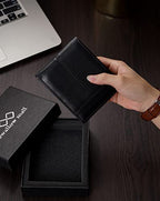 Mens Wallet Rfid Blocking Leather Wallet for Men Bifold Wallets (Black)