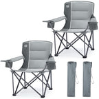 2 Pack Oversized Folding Camping Chair for Adults (Grey-2 Pack)