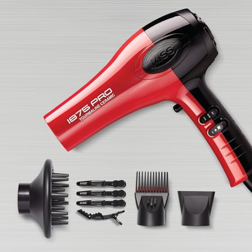 1875 Watt Pro Tourmaline Ceramic Hair Dryer (8 Piece Set / 7 Accessories)