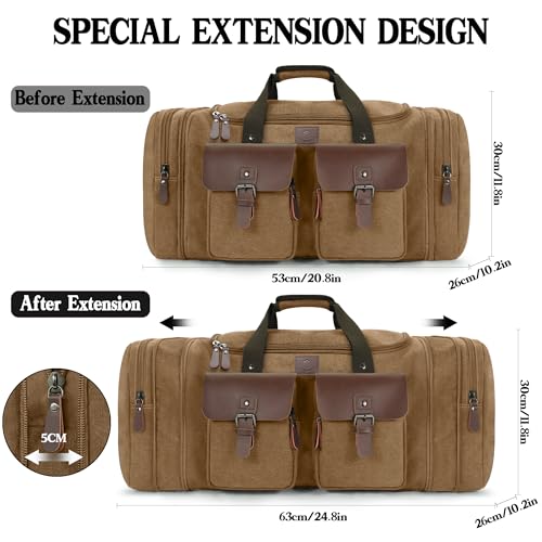 Canvas Duffle Bag for Men (Coffee / Large-50L)