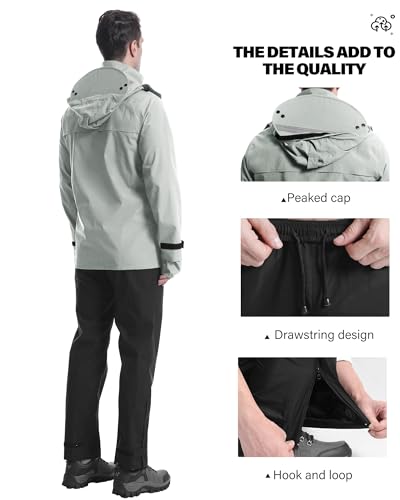Rain Suit Waterproof Breathable Lightweight 2 (Medium / Light Khaki)