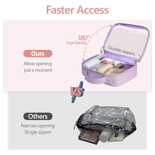 Clear Makeup Bag Travel (01-2 Purple / Fashion/Texture Series (1 Large 1 Medium))