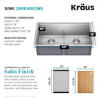 Stainless Steel 33 in Double Bowl Undermount Kitchen Sink KWU112 (Stainless Steel / 33 inch / Double Bowl Sink)