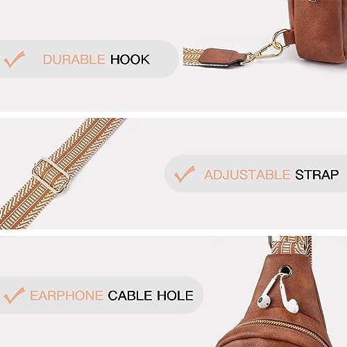 Crossbody Bags for Women PU Leather Cross Body Sling Bag for Woman Travel Brown (2-brown)