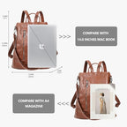 Women Backpack Purse PU Leather Anti (Tortoiseshell Brown / Medium)