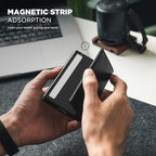 Pop up Card Wallet Minimalist Cash Wallets RFID Blocking Leather Smart Credit Card Holder with ID window for Men (Top-Grain Cowhide Black)