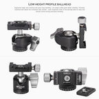 Carbon Fiber Travel Tripod Compact Ball Head LS (LS-224CX+LH-25:Max Load 6KG-4 Sections)