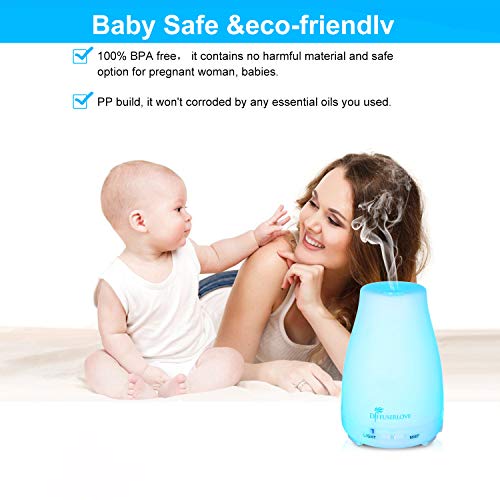 2 Pack 200ml Essential Oil Diffuser Ultrasonic Aromatherapy Diffuser Cool Mist Humidifiers with 7 Color LED Lights & Waterless Auto Shut (White)