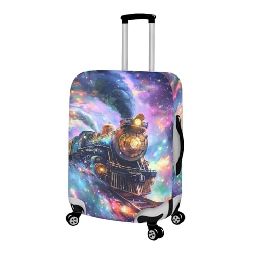 Cosmic Galaxy Steam Train Luggage Cover Washable Suitcase Protector Fits 18 (M(for 22-25 inch luggage) / Cosmic Steam Train)