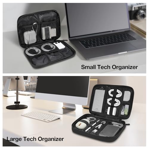 Travel Electronics Organizer Case 2 Pack (Black / Large)