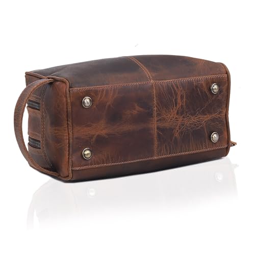 Genuine Leather Toiletry Bag for Men Extra Large Leather Men's Toiletry Bag for Traveling Real Leather Dopp Kit for Men Shaving Bag for Travel (BROWN / Men's Toiletry Bag 2)