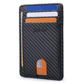 Slim Minimalist Front Pocket RFID Blocking Leather Wallets for Men and Women (Small / Carbon Fiber Black)