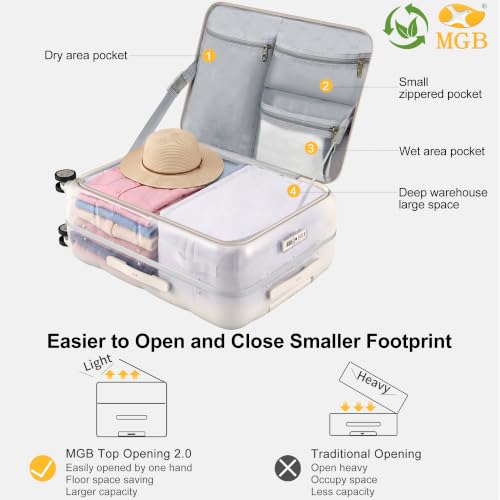 26 Inch Large Checked Luggage Hard Shell Suitcase Top Opening (26 Inch / Cream)