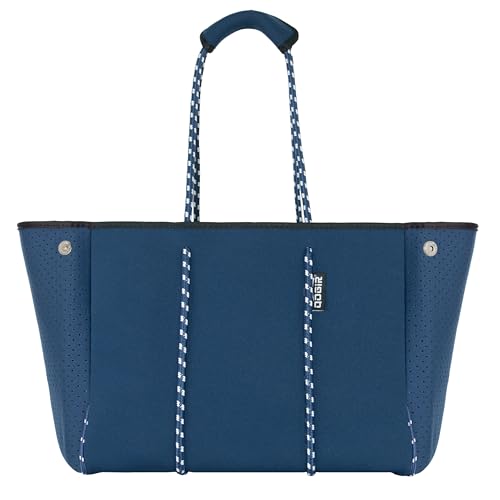 Neoprene Multipurpose Beach Bag Tote with Inner Zipper Pocket (Blue / Large)