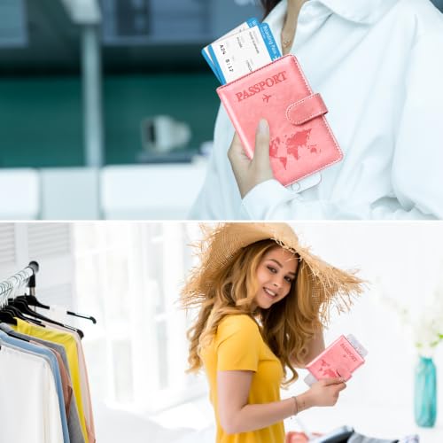Passport Holder for Travel Essentials (Bright Pink / Magnetic Clasp)