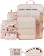 10 Set Compression Packing Cubes for Travel Essentials (Beige(Toiletry Bag) / 10 set)