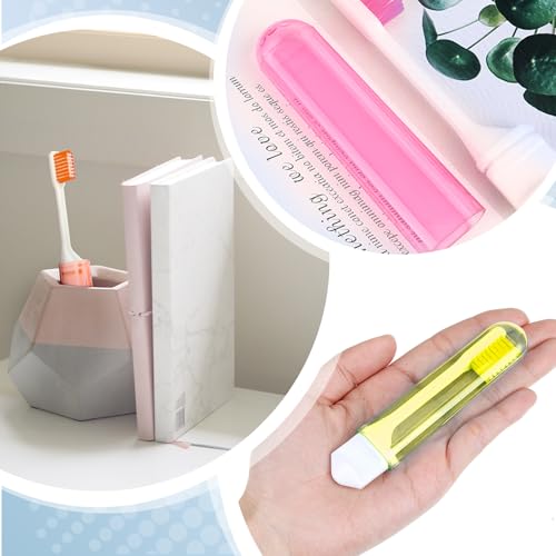 4 Pcs Travel Toothbrush Mini Foldable with Case (Honey Color)