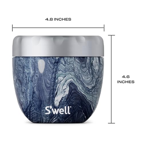 12821-H20-H64065 Stainless Steel Bowls - 21.5oz - Azurite Marble Eats - Triple-Layered Vacuum-Insulated Containers Keeps Food Cold for 11 Hours and Hot for 7 - Condensation/ Leak-Free (Azurite / 21.5 ounces)