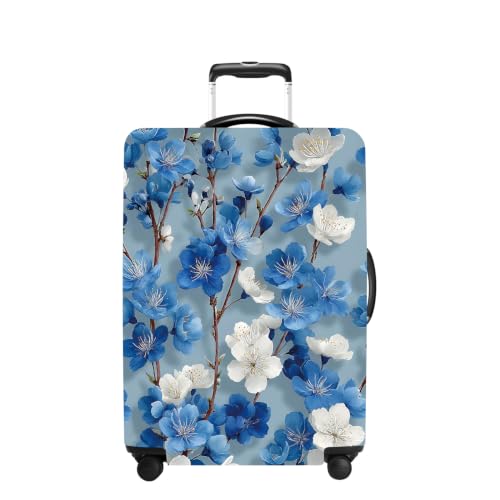 Blue Blossoms Luggage Cover Washable Suitcase Protector Anti (Blue Blossoms / S(20-22inch suitcase))