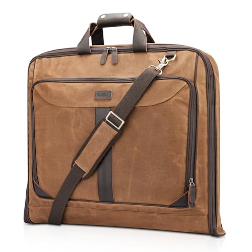 Polare Waxed Canvas Full Grain Leather Trim Garment Carry on Bag for Business Travel