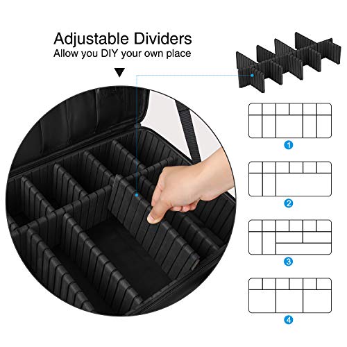 Makeup Case Large Makeup Bag Professional Train Case 16.5 inches Travel Cosmetic Organizer Brush Holder Waterproof Makeup Artist Storage Box (Large / Black)