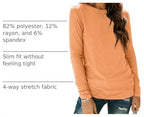 Long Sleeve Shirts for Women Casual Crewneck Tops Basic Tees (XX-Large / 01orange)