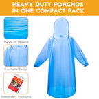 6 & 20 & 50 Pack Disposable Rain Ponchos for Adults (Blue / 20 Pack)