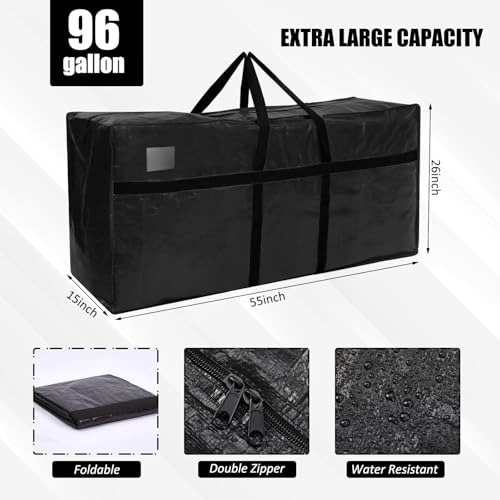 4 Pcs 96 Gallon Extra Large Moving Bags Heavy Duty Storage Bag (96 Gallon / Black)