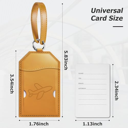 3 Pack Luggage Tags for Suitcases Bag Tag (Brown Airplane)