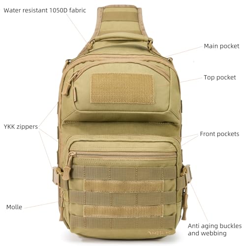 15L Tactical Sling Bag for Men (Tan)