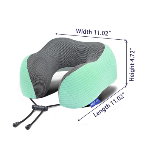 Neck Pillow for Travel with Travel Pouch (Turquoise Striped Kit)