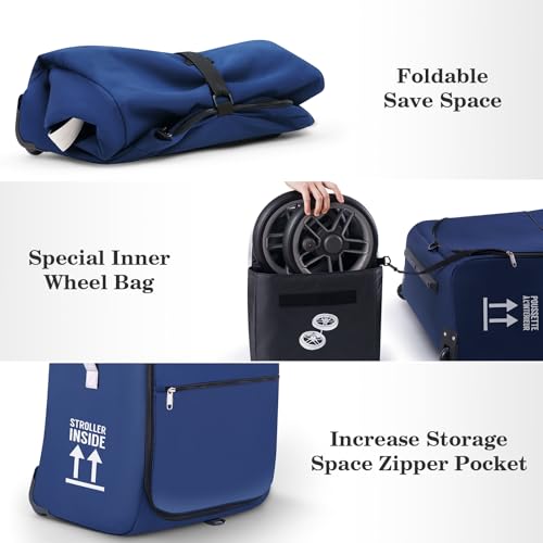 Stroller Bag Stroller Travel Bag for Airplane Compatible with UPPAbaby Vista V1 V2 V3 (Navy)
