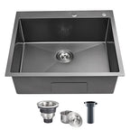 25 Inch Drop In Kitchen Sink (L 25"×W 18"×H 9" / Black)