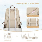 Hiking Travel Backpack for Women Casual Business Weekender Multilayer Laptop Bag (A-apricot / 16 Inch)