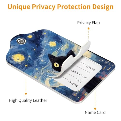 2 Pack Luggage Tag for Suitcase (Black Cat Sky)
