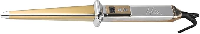 Mia Beauty Delta Curling Iron Wand,1.25 Inch Hair Styling Tool with Titanium Triangular Barrel, Creates Voluminous Sexy Whimsical Curls, Professional Appliance for Women - Polished Gold/Silver Color