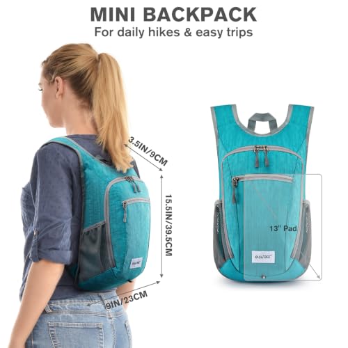 10L 15L Hiking Backpack Lightweight Packable Hiking Daypack Small Travel Outdoor Foldable Shoulder Bag (Teal Blue / 10L)