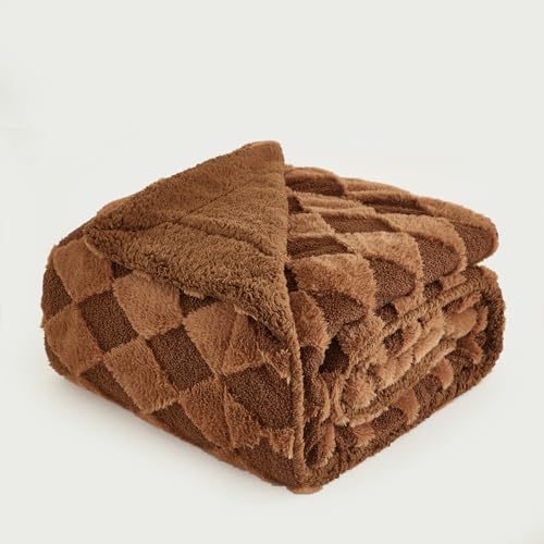 Luxury Faux Fur Rabbit Fur Throw Blanket Brown 60"*80" (Faux Fur Brown / 60"*80")