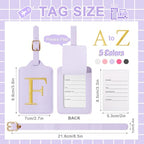 Personalized Initial Luggage Tags for Suitcase (Purple Leather,glod Letter / F)