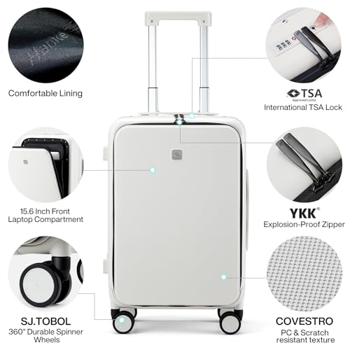 Grace Hard Shell Suitcases with Wheels (20 Inch-1 / Smoke White)