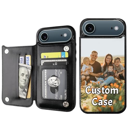 Custom Wallet Phone Case for iPhone Air with Photo (Black-A / iPhone Air)